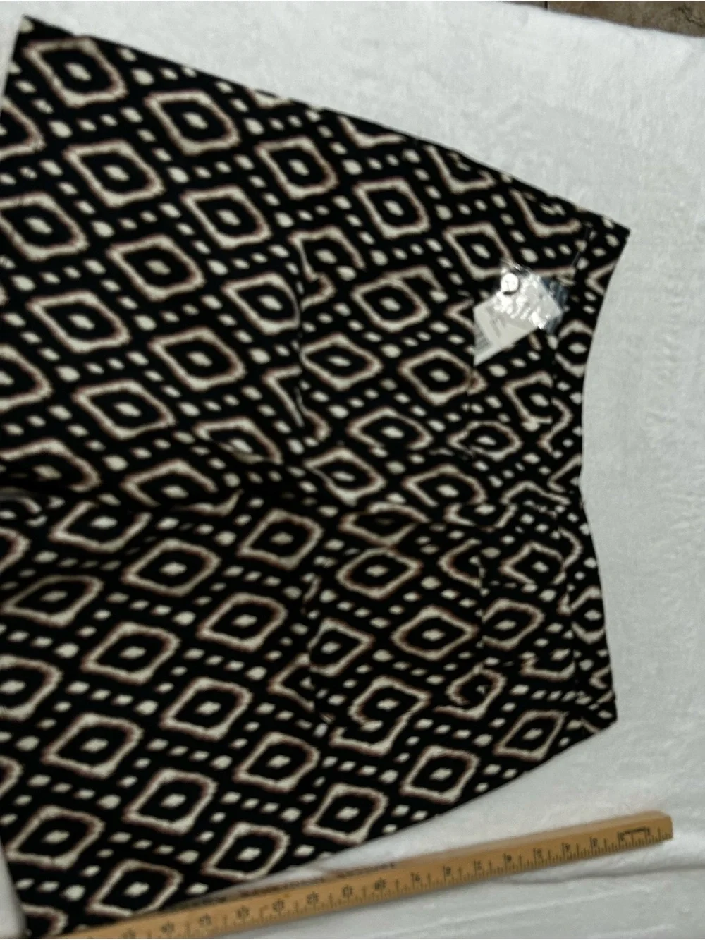 Hannah Black and Cream Geometric Flat Front Women’s Shorts